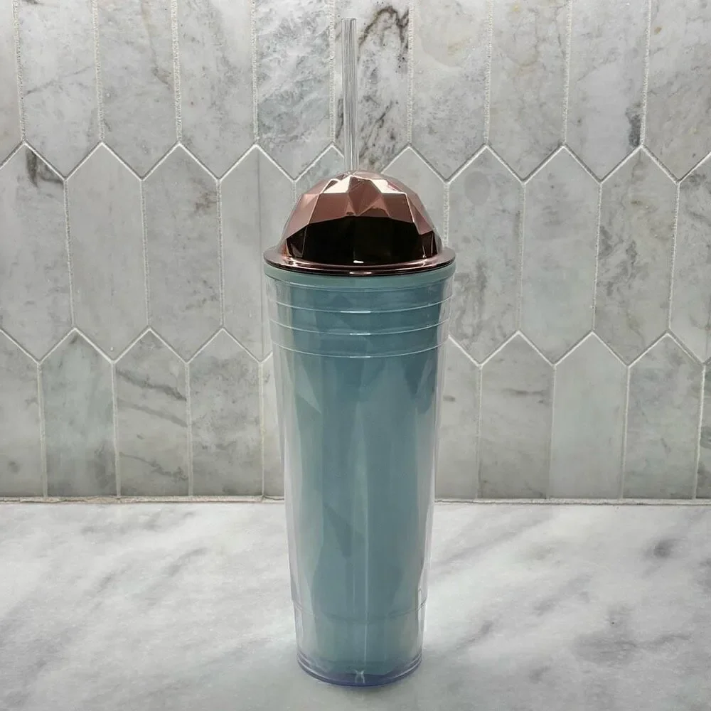 Vintage 2012 Starbucks Venti Cold Cup Copper Dome Lid Prism With Straw Tumbler
